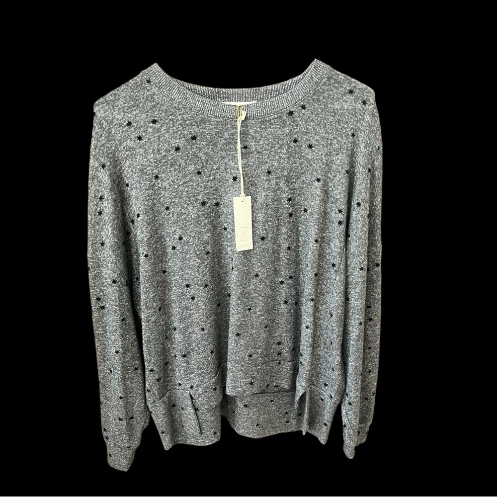 NWT Z SUPPLY Cassidy Flocked Star Long Sleeve Top in Gray, Size Small - Picture 3 of 8